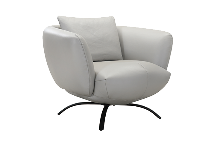 頭層全牛皮圓潤感弧形交叉椅腳單椅-Molido莫里朵家居 DC0012-1P-M3010