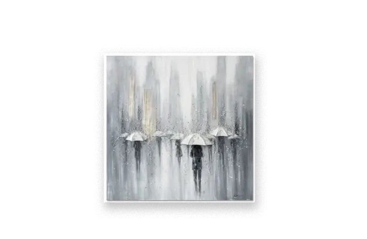 C100雨中城市人影黑銀畫框-Molido莫里朵家居 PT0004