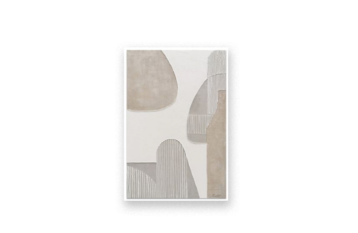 C80X120米灰色幾何抽象畫白色木紋畫框-Molido莫里朵家居 PT0005